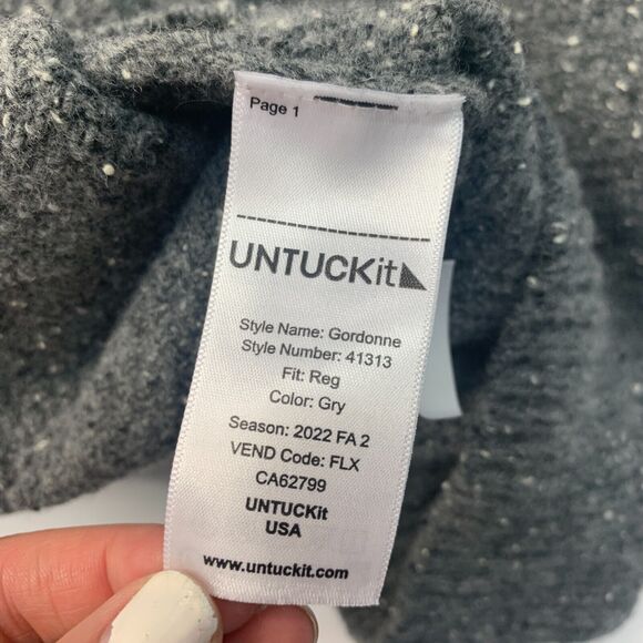 UNTUCKit Gordonne Sweater Mens L Large Gray Lambswool Nylon Blend Polo Collar - Picture 7 of 13